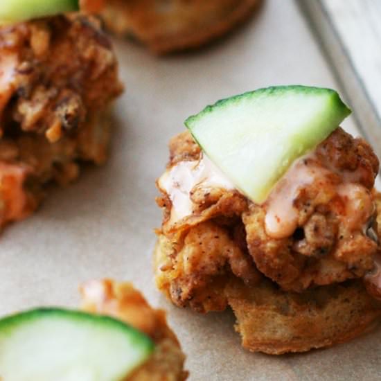 Buttermilk Chicken and Waffle Bites