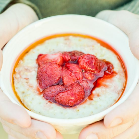 Steel Cut Oatmeal with Strawberries