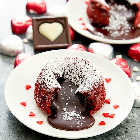 Red Velvet Molten Lava Cakes