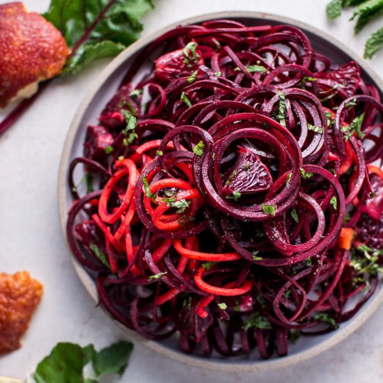 Spiralized Raw Beet Salad