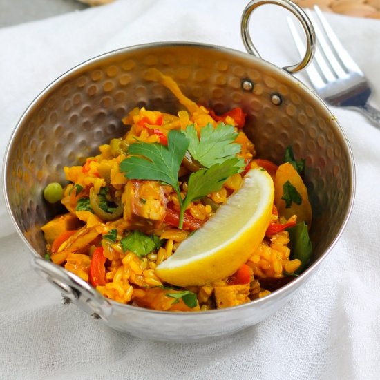 Vegan Paella with Smoked Tofu