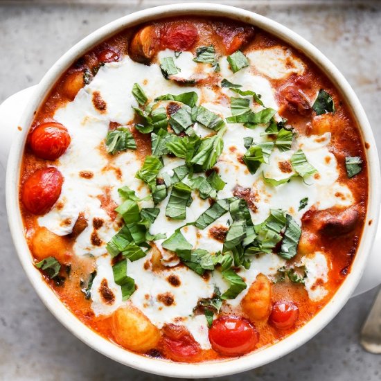 Baked Gnocchi with Mushrooms & Kale