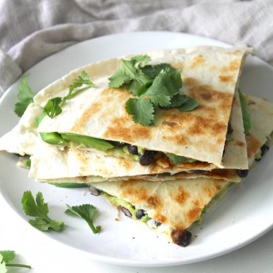 Avocado Black Bean Quesadillas