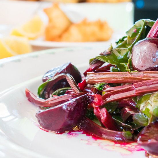 Crispy Fried Cod & Beetroot Salad