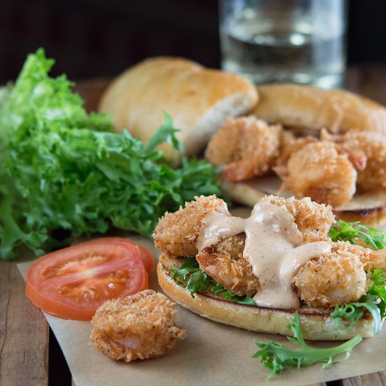 Cajun Panko Crusted Shrimp Po Boys