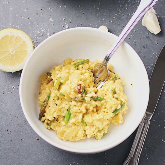 Slow Cooker Vegan Asparagus Risotto