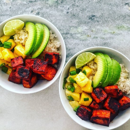 BBQ Tofu Rice Bowls