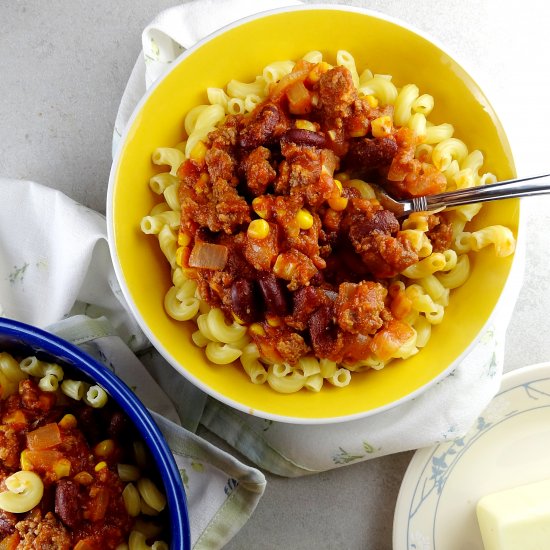 Easy Goulash with Corn/Kidney Beans