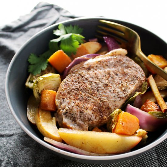 Harvest Pork Chop Sheet Pan Dinner