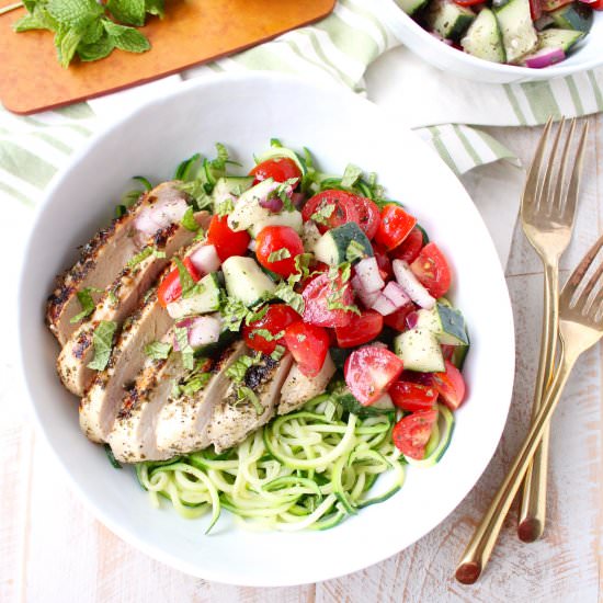 Greek Chicken Zoodle Bowls