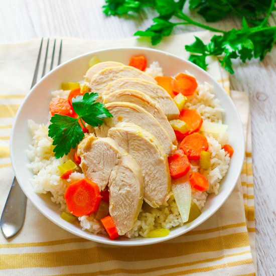 Poached Chicken with Steamed Rice