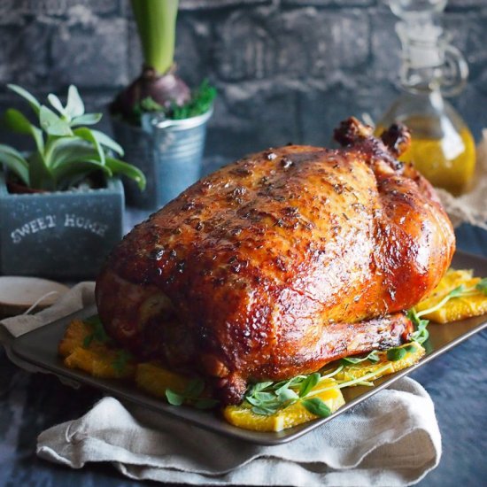 Roast duck with orange-honey glaze