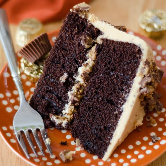 dark chic cake with pb frosting