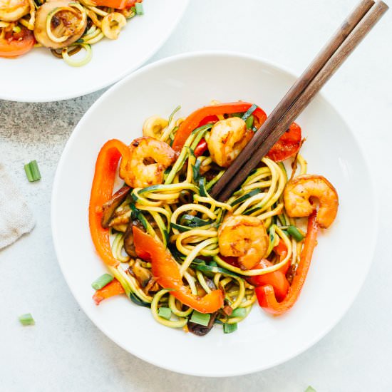 Zucchini Noodle Shrimp Lo Mein