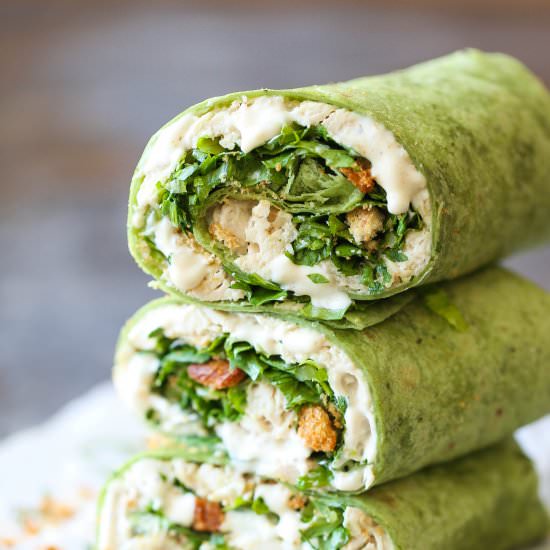 Slow Cooker Chicken Caesar Wraps