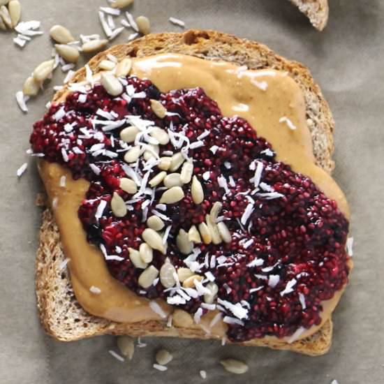 Mixed Berry Chia Seed Jam Toast