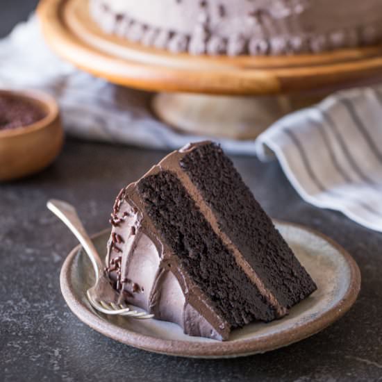 Dark Chocolate Cake w/ Whipped Cream