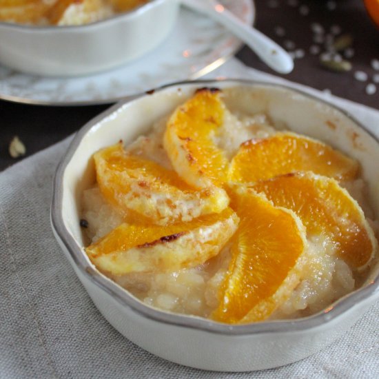 Orange Cardamom Rice Pudding Brulee