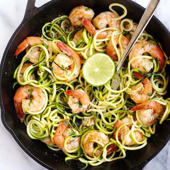 Brown Butter Lime Shrimp Zoodles