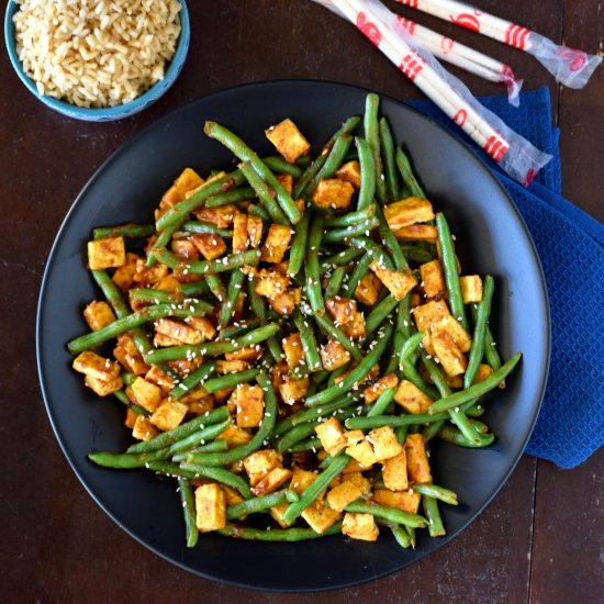 Spicy Peanut Tofu and Green Beans