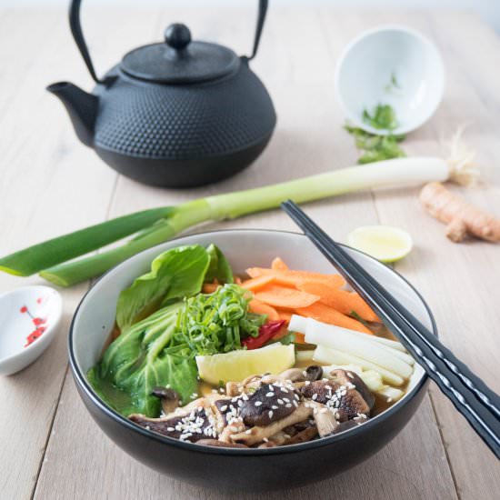 Homemade Vegan Miso soup with Ramen