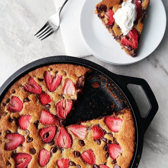 Strawberry Chocolate Skillet Cookie