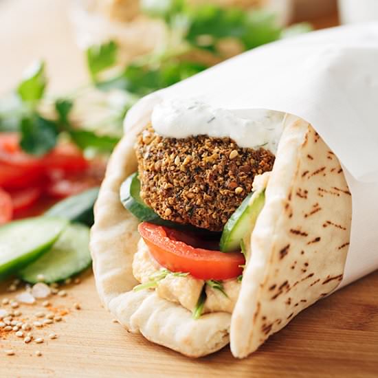 Falafel Wrap with Spicy Hummus