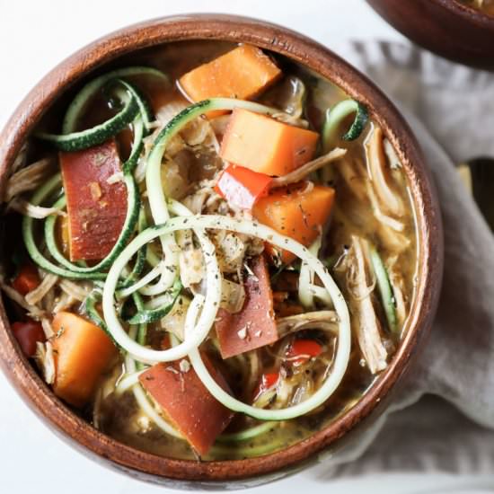 Balsamic Chicken Zoodle Soup