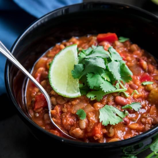 Sprouted Lentil Chipotle Chili