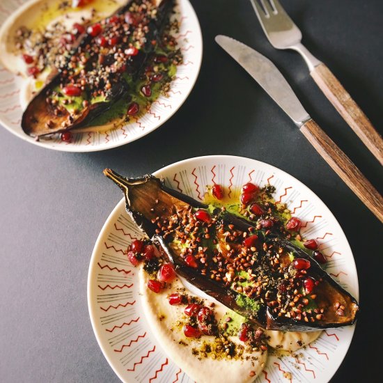 Eggplant and Buckwheat with Cilantro Sauce