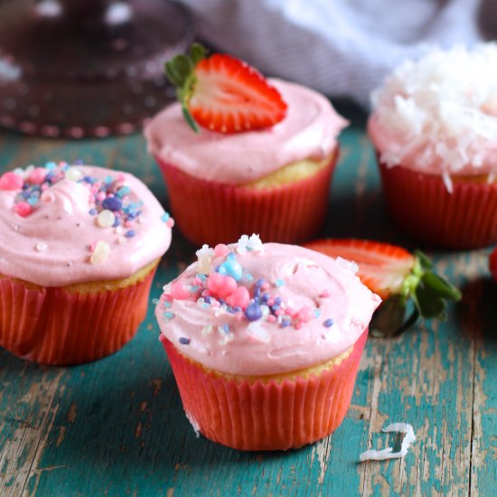 Strawberry Coconut Cupcakes