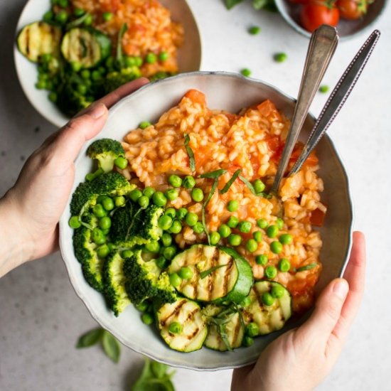 Fresh Tomato Risotto with Greens