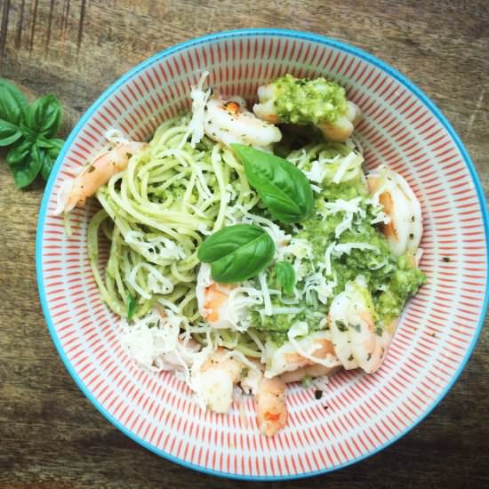 Classic Basil Pesto with Shrimp