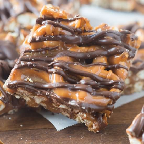 Chocolate Caramel Pretzel Bars