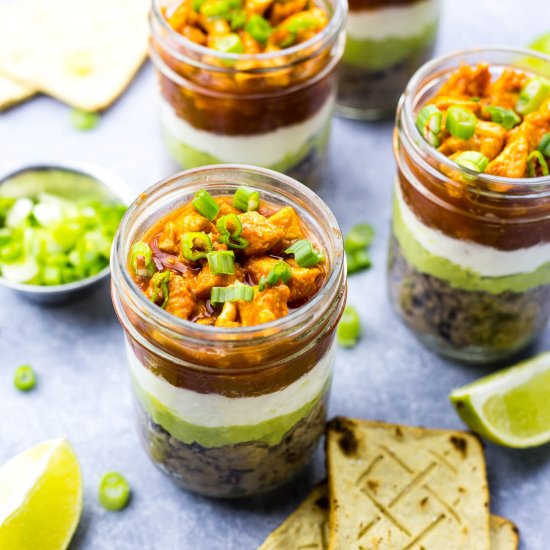 Mini Buffalo Chicken Salsa Dip Jars