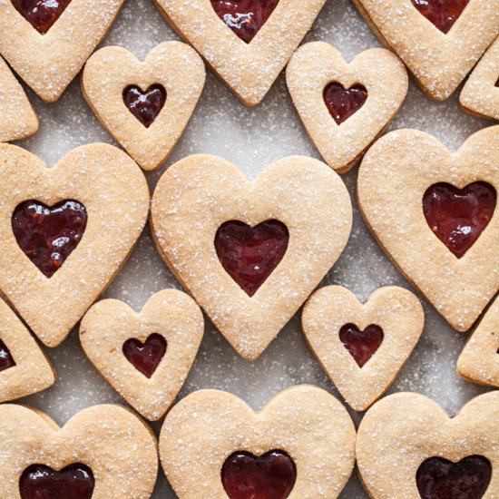 Heart Shaped Linzer Cookies