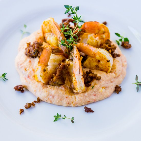 Shrimp with Chorizo and Polenta