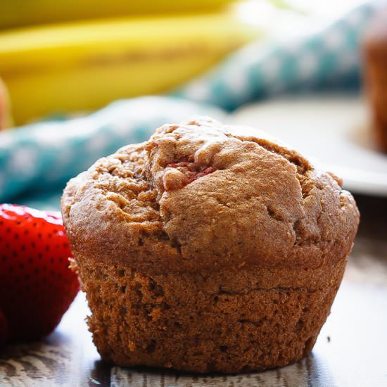 Whole Wheat Strawberry Banana Muffin