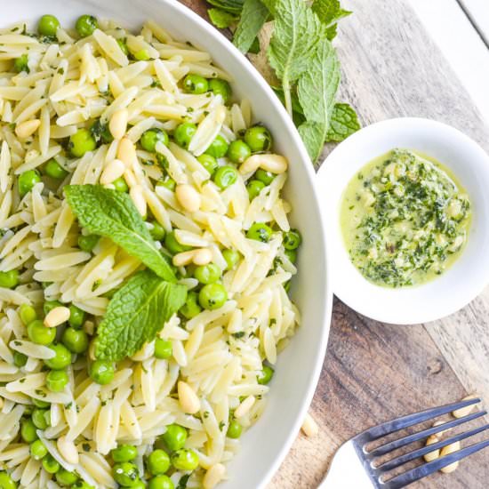 Orzo with Mint Pesto and Peas