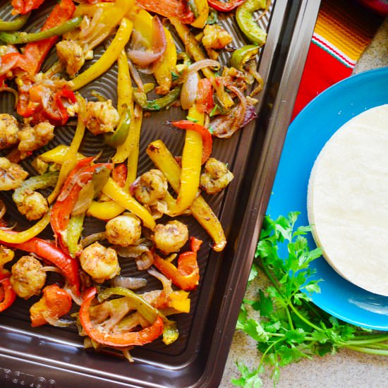 Sheet Pan Citrus Shrimp Fajitas