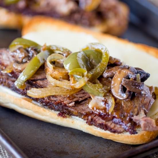 Slow Cooker Cheese Steak Sandwiches