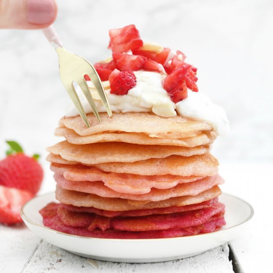 Strawberry ombre pancakes