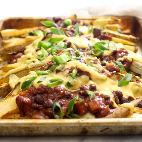 Healthy Vegan Chili Cheese Fries