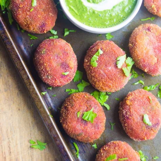 Crispy Vegetables, Beetroot Cutlet