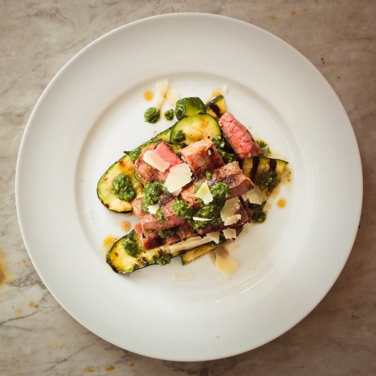 Grilled Lamb w/ Zucchini & Mint