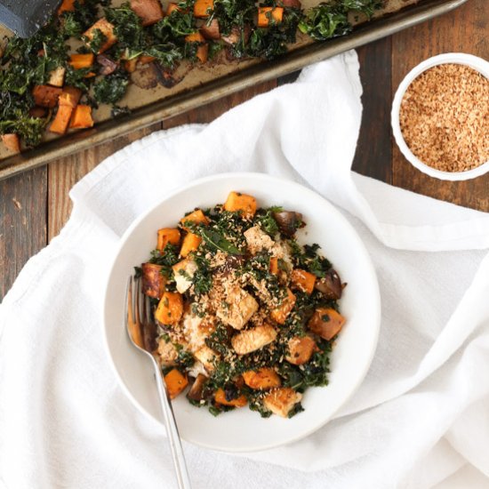 Baked Tofu with Coconutty Kale