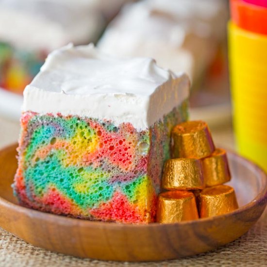 Rainbow Poke Cake W/ Whipped Cream