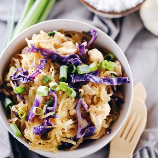 Spaghetti Squash Chicken Chow Mein