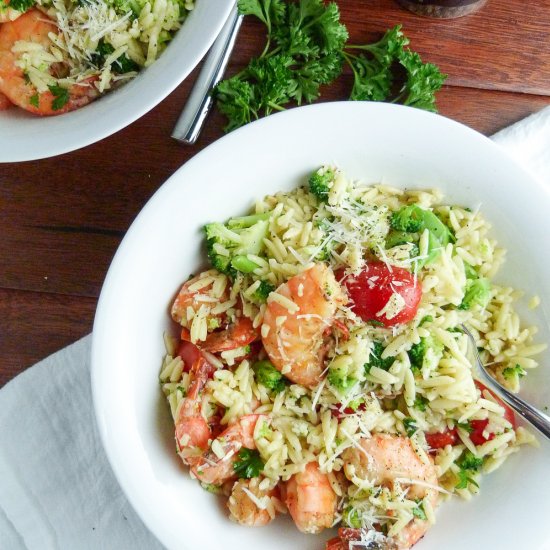 Spicy Shrimp & Orzo with Broccoli