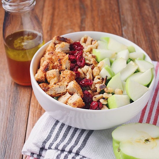 Chik’n Apple Cranberry Walnut Kale Salad